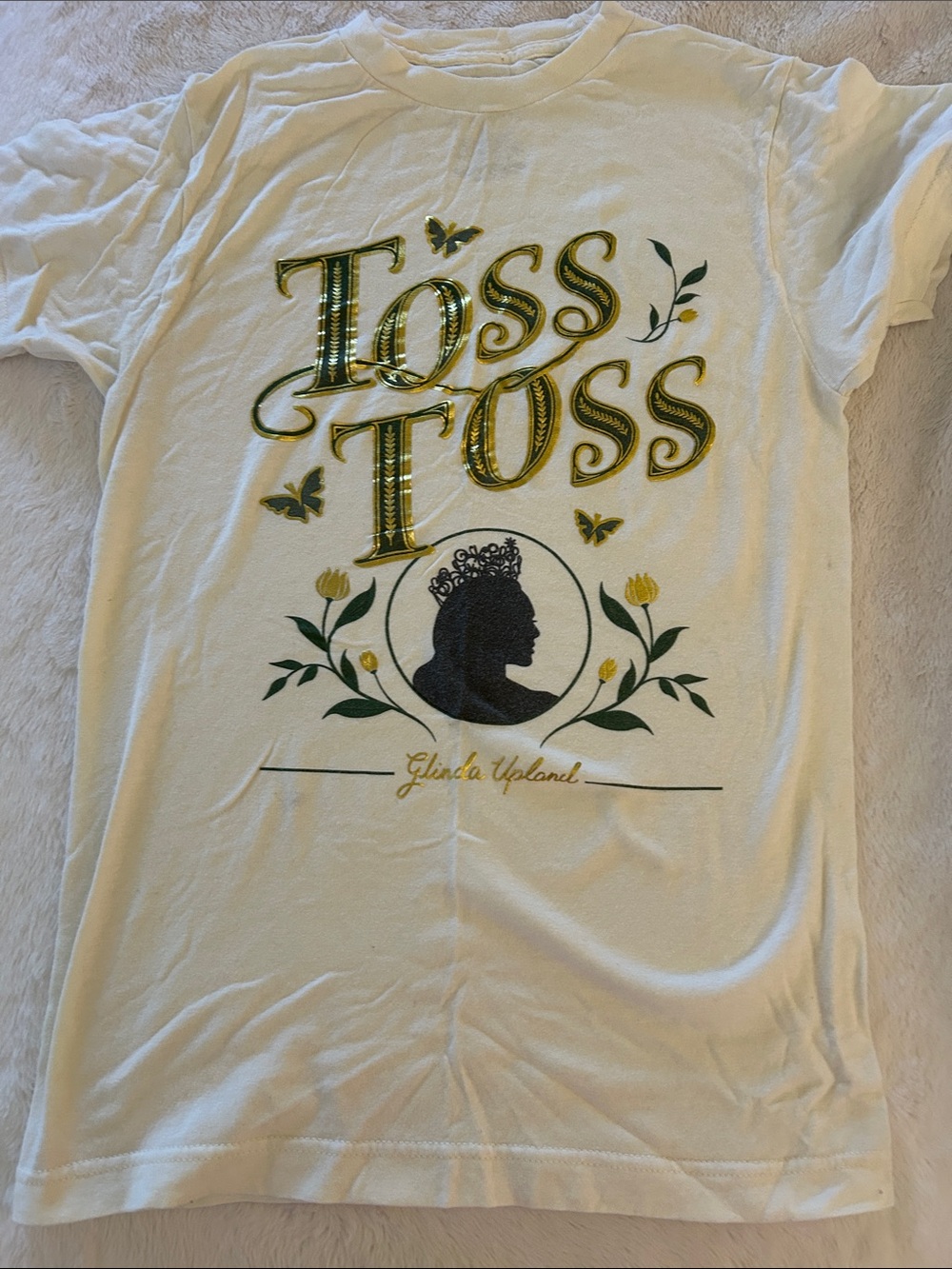 Glinda Upland "Toss Toss" Short Sleeve Tee - White with Gold & Green